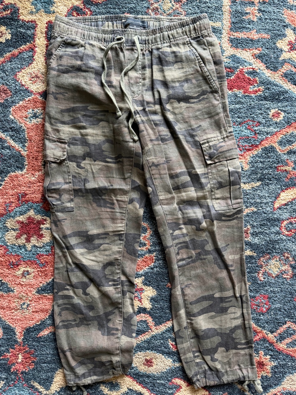 Anthropologie Women’s Camouflage Cargo Pants - Olive & Dark Green